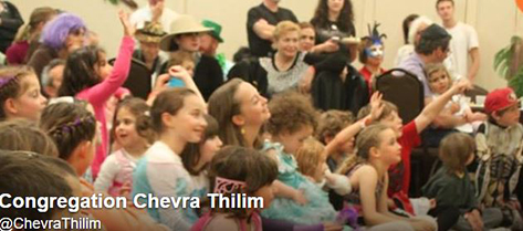 Congregation Chevra Tehilim having a Purim party